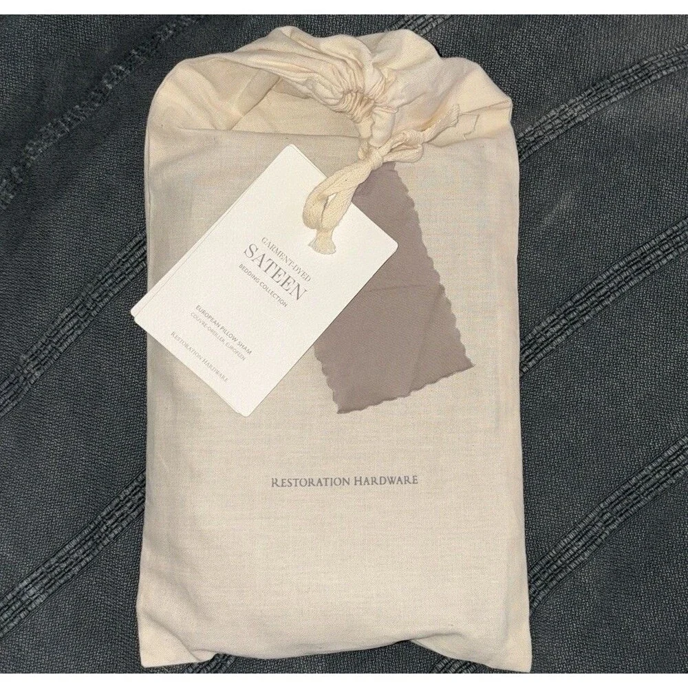 Restoration Hardware Sateen Euro Sham in Fog Gray 26x26” with 1
